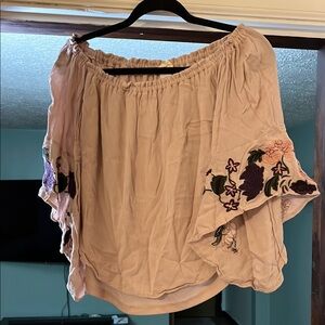 Off-Shoulder Blouse with Floral Embroidery